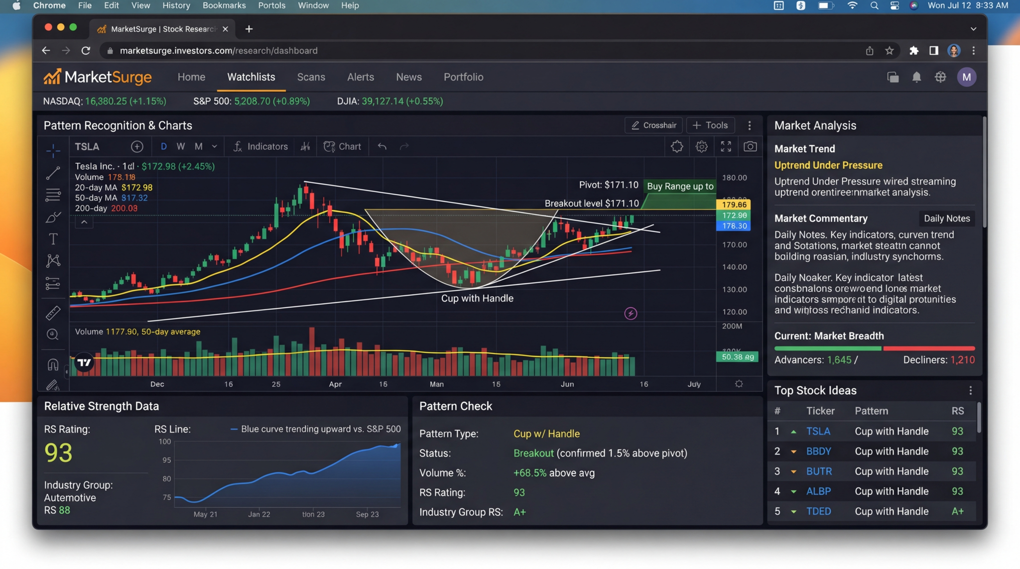 MarketSurge screenshot